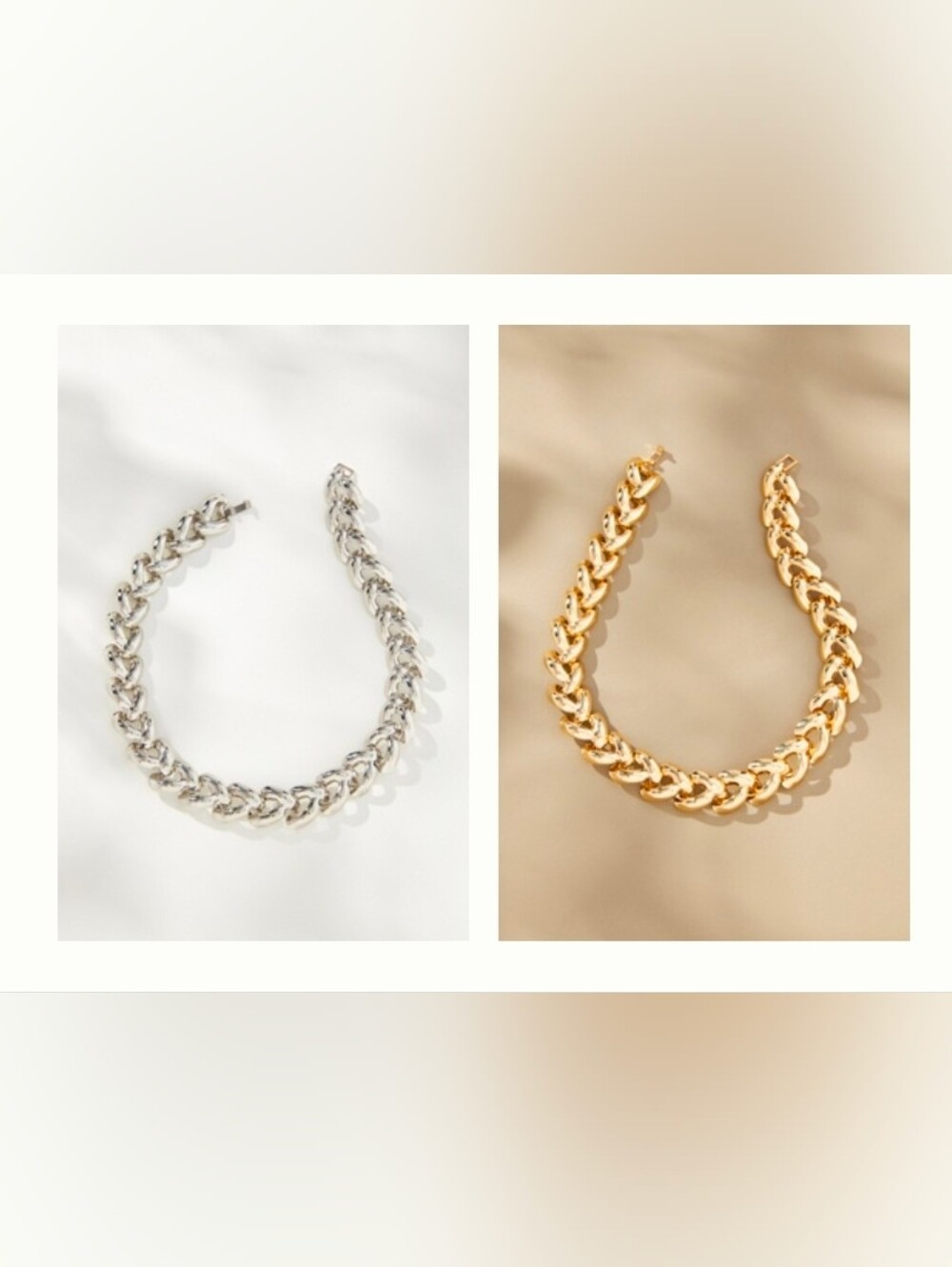 Anthropologie LOT OF 2 Puffy Chain Link Necklaces